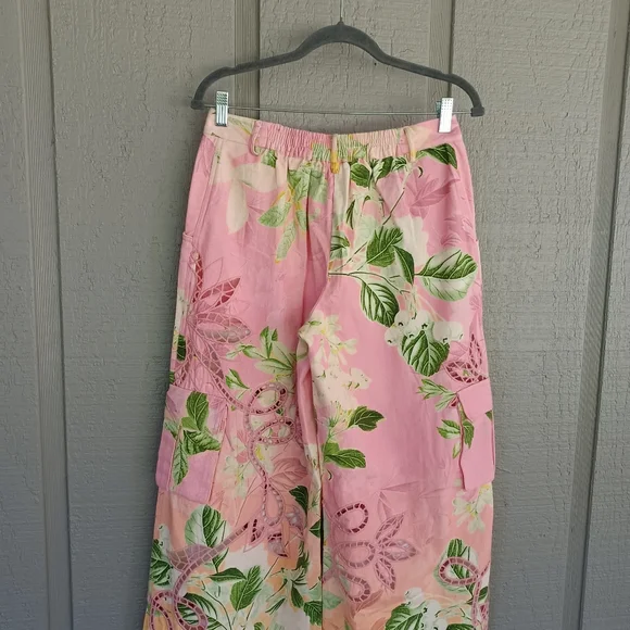 Hemant And Nandita Pakhi Cargo Pant Women Boho Floral Embroidery Cotton Pockets - Picture 8 of 15